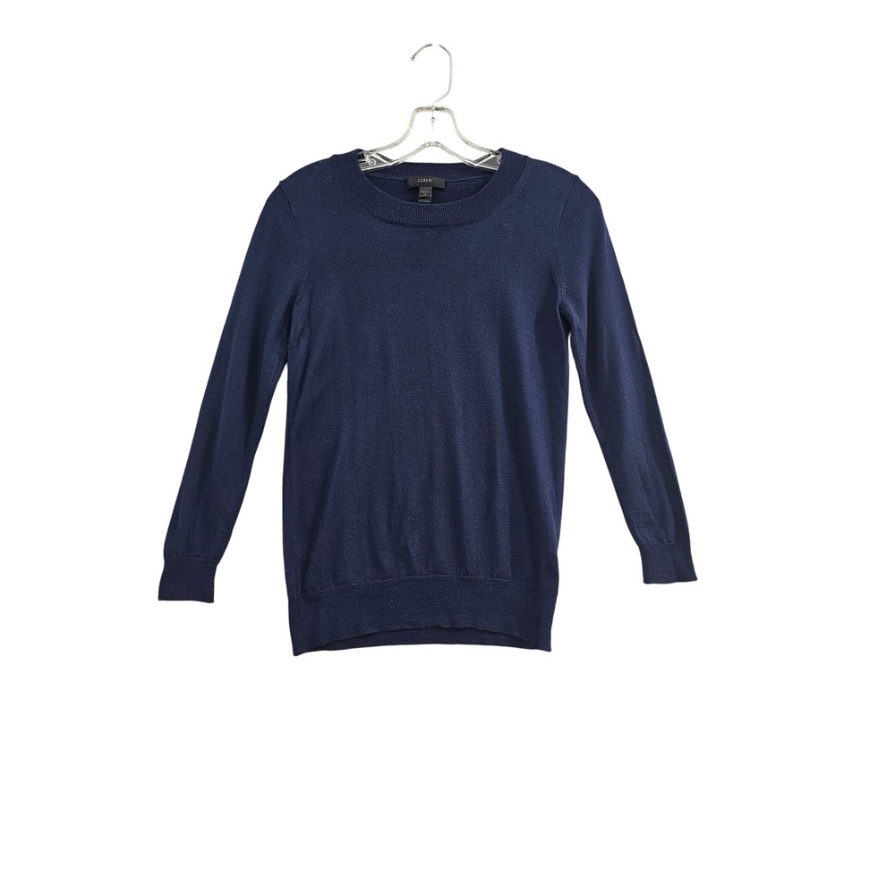 J.Crew Sweater Wmns XS Navy Blue Solid Tippi Knit Crewneck Long Sleeve Pullover